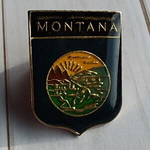 Montana Sunrise & Mountains Souvenir Pin for Hat, Lapel, Jacket or Backpack
